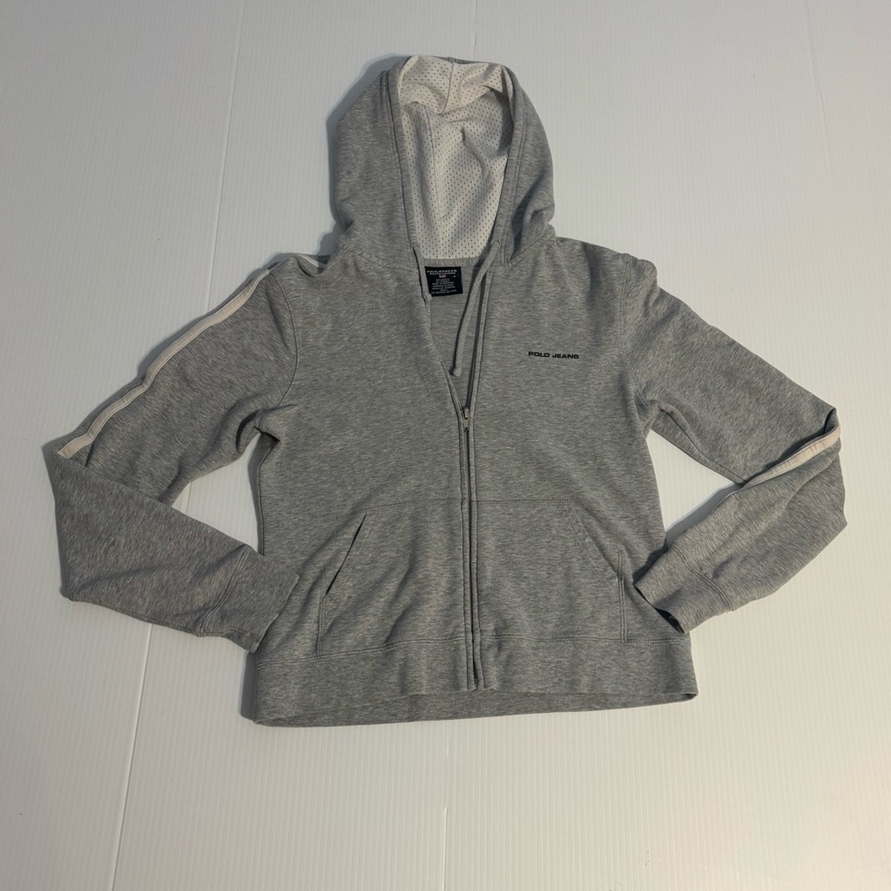 Polo Jeans Co. Ralph Lauren Grey Zip Up Hoodie Y2K Vintage Track Jacket Medium